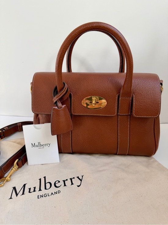 Mulberry Handbags - Mulberry Classic Oak Brown NVT Leather Small Bayswater Satchel Crossbody Bag
